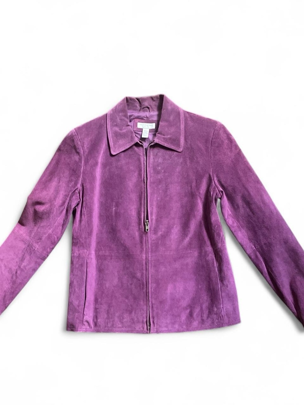 Y2K Charter Club Purple Leather Suede YBS Zip-Front Jacket